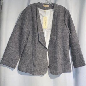 Grey Collarless Blazer